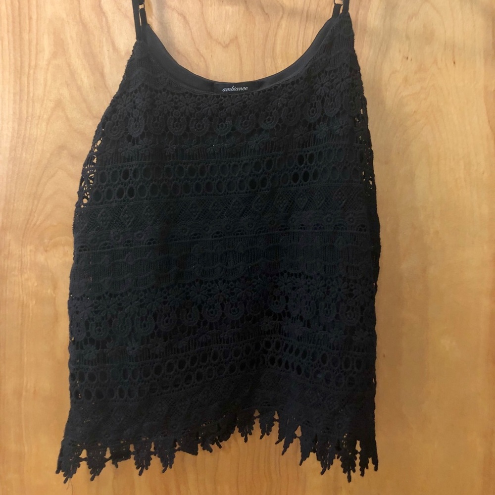 Women’s black crochet tank. Size medium. $7.